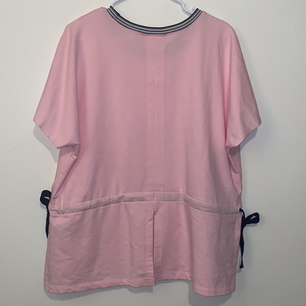 XL Project Runway Light Pink Short Sleeve Shirt w/ Open Sides & Black Ties - Picture 4 of 6
